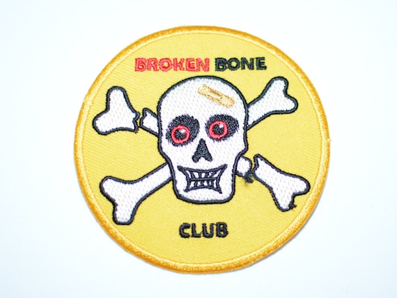 BROKEN BONE CLUB IRON ON OR SEW ON PATCH BROKEN BONE CLUB IRON ON OR SEW ON PATCH