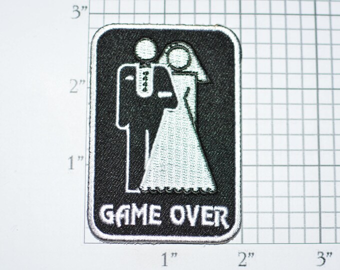 Game Over Marriage Iron-On Embroidered Clothing Patch for Jacket Vest Jean Shirt Backpack Funny Novelty Gamer Videogame Getting Married t03h