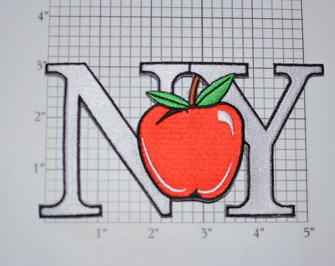 NY (New York) Apple Iron-on Embroidered Clothing Patch Travel Souvenir Trip Gift Idea Tourist Keepsake Jeans Jacket Vest Shirt Backpack NYC