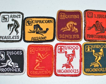 Sexual Position Zodiac Astrology Vintage Sew-on Embroidered Patch Aries Capricorn Gemini Libra Pisces Taurus Virgo Jacket Vest Patch