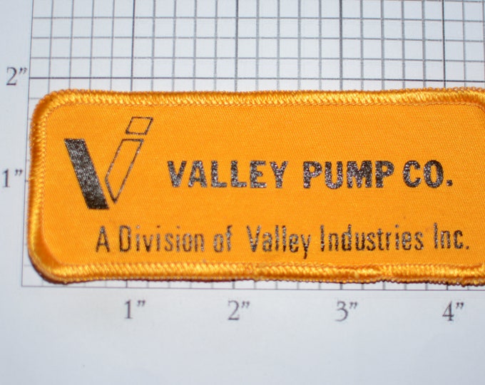 Valley Pump Co (A Division of Valley Industries) Vintage Embroidered Clothing Patch for Uniform Shirt Vest Logo Emblem Industrial Equipment