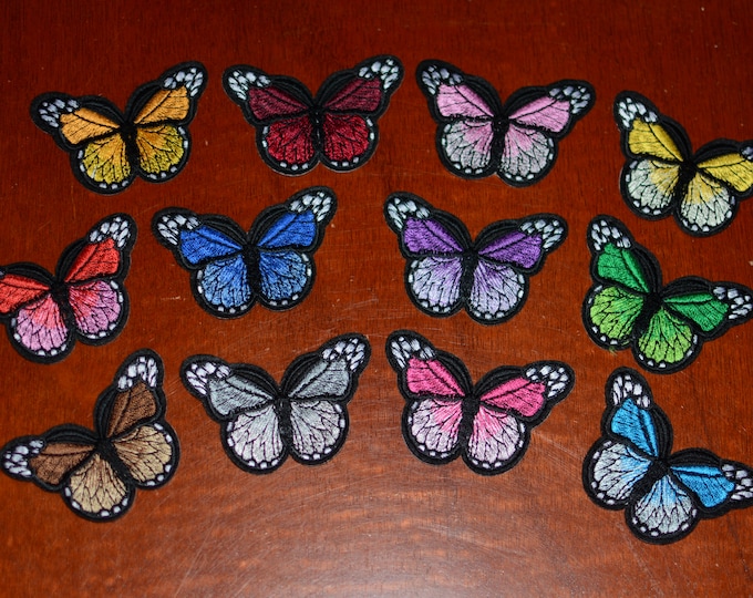 Butterfly Iron-on Embroidered Clothing Patches, 12 Different Color Options for Jeans Jacket Dress Purse Backpack and MORE DIY Fashion Accent
