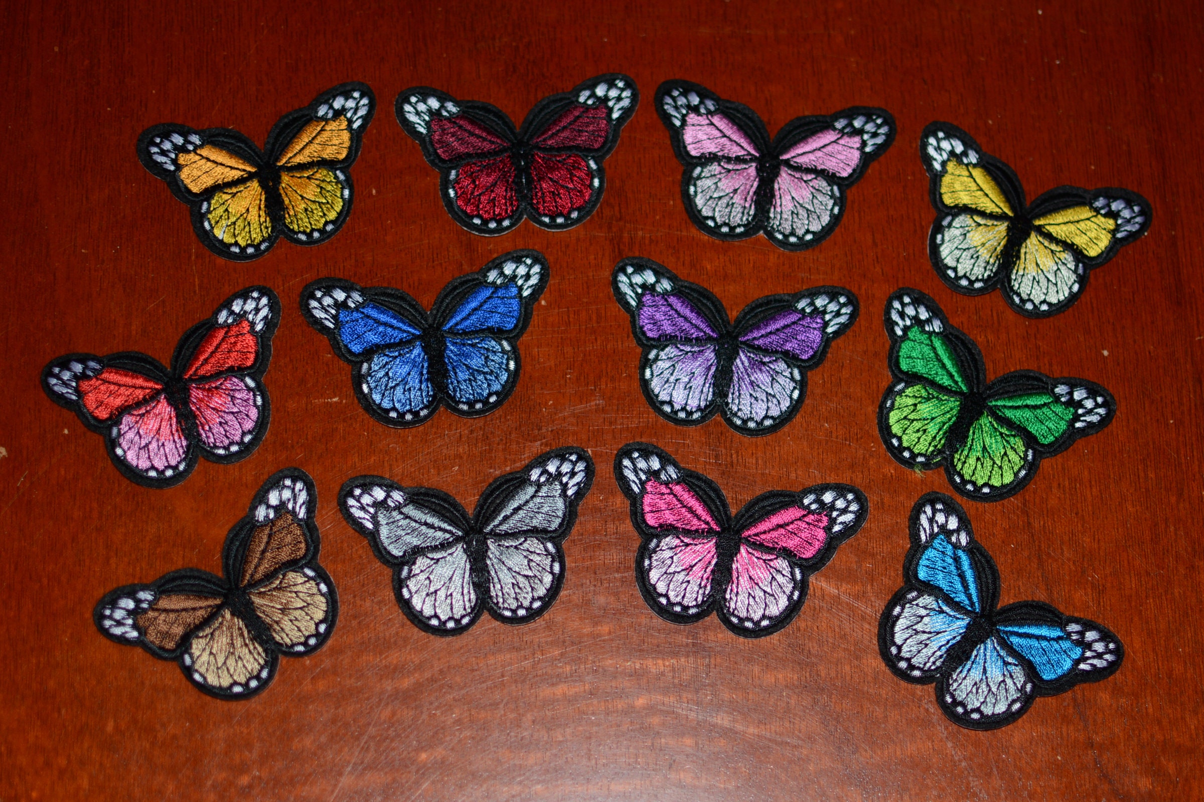 Butterfly Iron-on Embroidered Clothing Patches, 12 Different Color Options  for Jeans Jacket Dress Purse Backpack and MORE DIY Fashion Accent