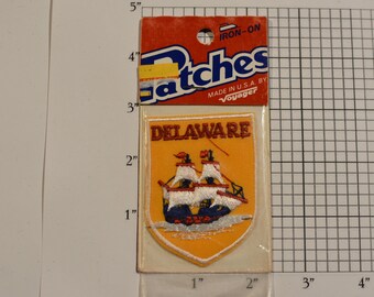 Delaware (Voyager Badge Sealed Pkg) Vintage Iron-on Embroidered Travel Patch Souvenir Collectible Gift Trip Scrapbook Keepsake Ship Emblem