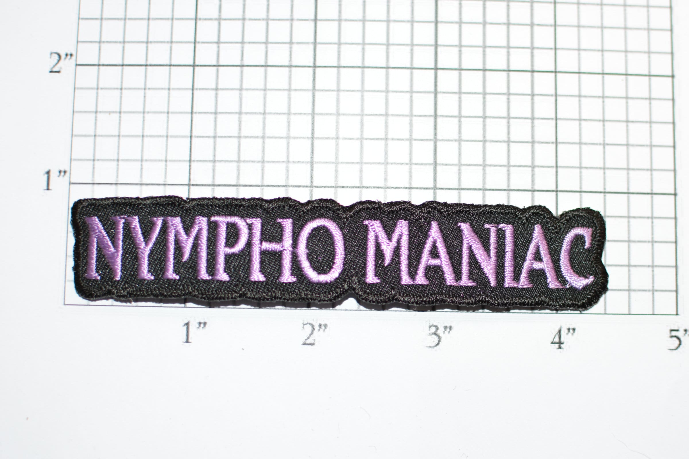 Nympho Maniac Ironon Embroidered Clothing Patch Naughty Sexy Adult Fun Gag Gift Idea Bachelor