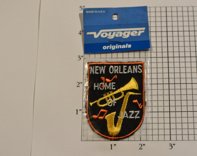 New Orleans Home Of Jazz (Voyager Originals Badge Sealed Pkg) Vintage Sew-on Travel Patch Souvenir Gift Idea Scrapbook Keepsake Collectible