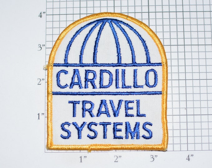 Cardillo Travel Systems Iron-On Embroidered Vintage Clothing Patch, Los Angeles California Business Suddenly Closed 1986 Collectible e33m
