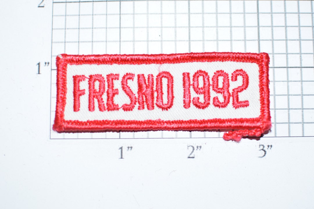Vintage Fresno 1992 Ironon Embroidered Clothing Applique Patch Tab California CA Graduation