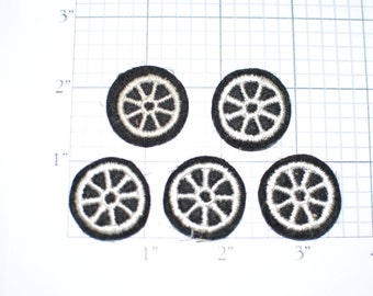 Lot of 5 Wheel Sew-On Vintage Appliqué Patches Jacket Patch Doll Patch Vest Patch Hat Patch Shirt Patch Police Patch Motorcycle Patch ap4