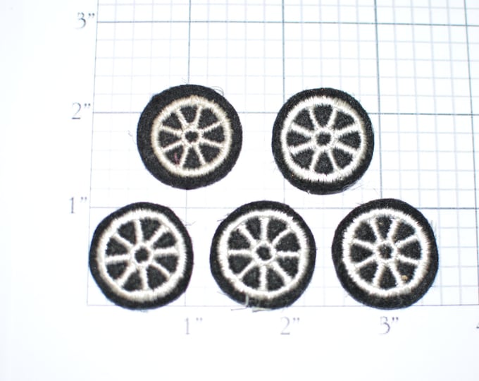 Lot of 5 Wheel Sew-On Vintage Appliqué Patches Jacket Patch Doll Patch Vest Patch Hat Patch Shirt Patch Police Patch Motorcycle Patch ap4