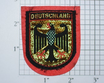Deutschland (Germany) Beautiful Sew-On Vintage Travel Patch Metallic Gold Thread Crest Coat of Arms Tourist Trip Souvenir Collectible