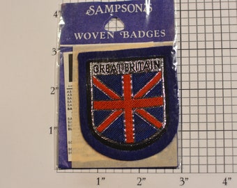 Great Britain Sew-On Vintage Travel Patch Metallic Silver Thread Europe England Scotland Wales London Gorgeous Tourist Souvenir Woven Crest