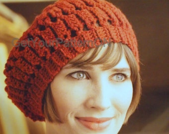 INSTANT DOWNLOAD PDF, Crochet Hat Pattern, Digital File Hat Pattern, Tam Hat, Crochet Winter Hat, Cochet Beret Hat, pdf file
