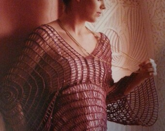 INSTANT DOWNLOAD PDF,Crochet Womens Top Pattern, Digital File Crochet Pattern - Over Sized Sweater, Kimono Sleeves, Loose Knit Top