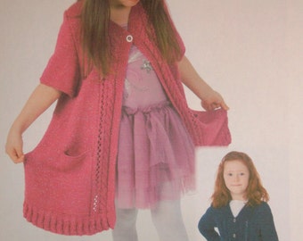 INSTANT DOWNLOAD PDF, Knitted Girls Chunky Sweater Pattern, Digital File Pattern - Girls Winter wear, Little Girls Sweater Coat