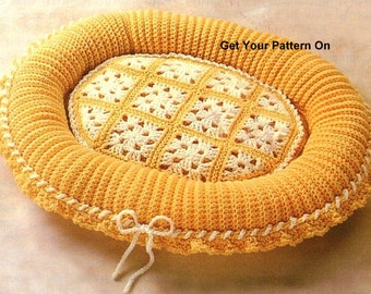 INSTANT DOWNLOAD PDF,  Digital File Crochet Pattern - Cat Bed Pattern, Dog Bed Pattern, Cozy Pet Bed Crochet Pattern