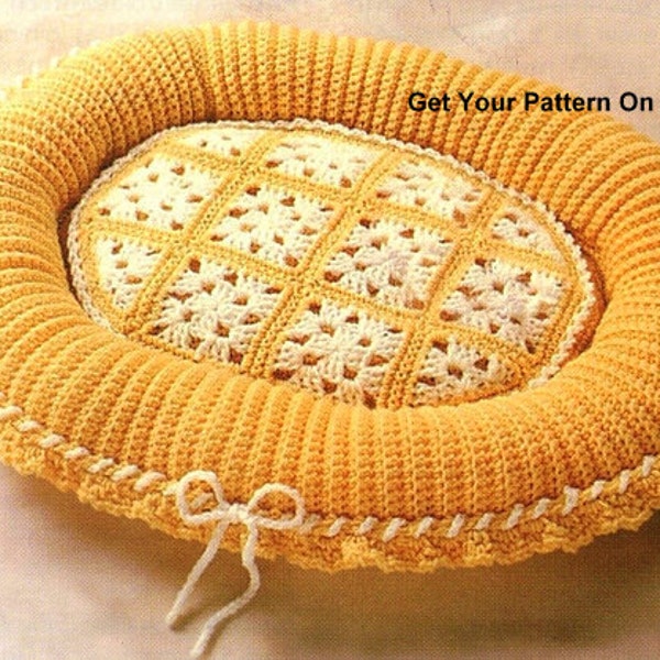 INSTANT DOWNLOAD PDF,  Digital File Crochet Pattern - Cat Bed Pattern, Dog Bed Pattern, Cozy Pet Bed Crochet Pattern