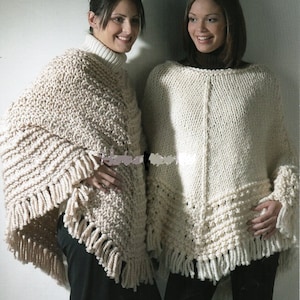 DIRECTE DOWNLOAD PDF, digitaal bestand gebreid patroon - breipatroon dames, super dikke poncho's, damesponcho's 30-42 inch