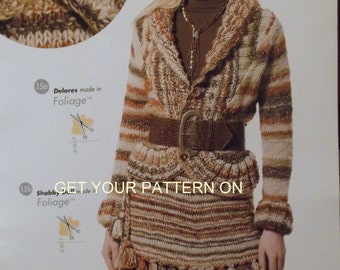 INSTANT DOWNLOAD PDF, Knitted Womens Sweater and Fringe Skirt Pattern, Digital File Knitted Pattern - knit pdf file, instant download
