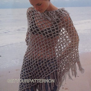 INSTANT DOWNLOAD PDF, Crochet Poncho, 3 designs, Shawl, Wrap, Beach cover-up, crochet hat, crochet market bag, Digital File Pattern