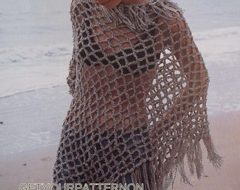 INSTANT DOWNLOAD PDF, Crochet Poncho, 3 designs, Shawl, Wrap, Beach cover-up, crochet hat, crochet market bag, Digital File Pattern