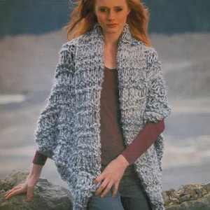 INSTANT DOWNLOAD PDF,  Digital File Knitted Pattern - 3 Patterns, Ladies Sweater Pattern, super chunky cardigan, Thor Cardigan, Knit Cape