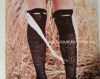 INSTANT DOWNLOAD PDF,  Crochet Thigh Highs, Leg Warmers, Boot Stockings, Crochet Long Socks, Digital File Crochet Pattern -