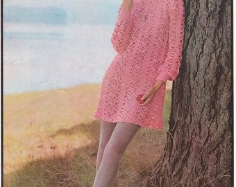Patons Crochet, INSTANT DOWNLOAD PDF, Crochet Dress Pattern 1970s, Dress Digital File Crochet Pattern -