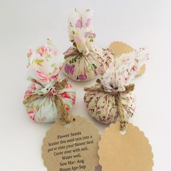 Country Garden Flower Seed Wedding Favours with BLANK Circular Labels