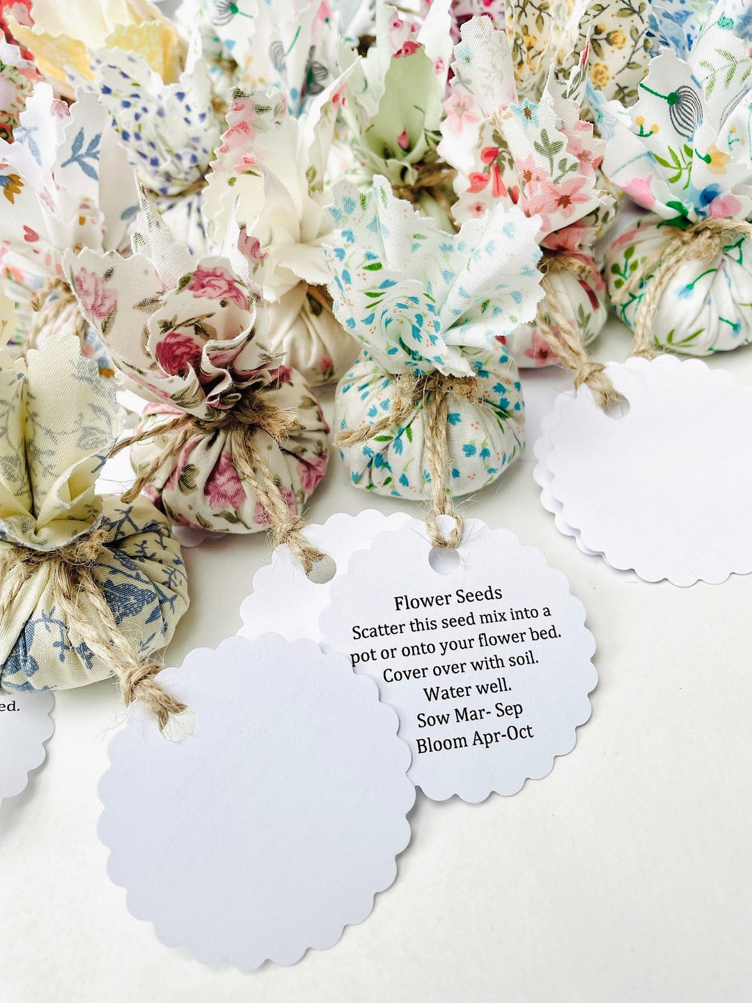 Country Garden Flower Seed Wedding Favours With White BLANK Circular