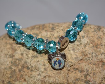 One Blessed Virgin Mary Bracelet, Religious Bracelet, Mother Mary Bracelet, Crystal Bracelet, Beaded Bracelet, Handmade, Free Shipping