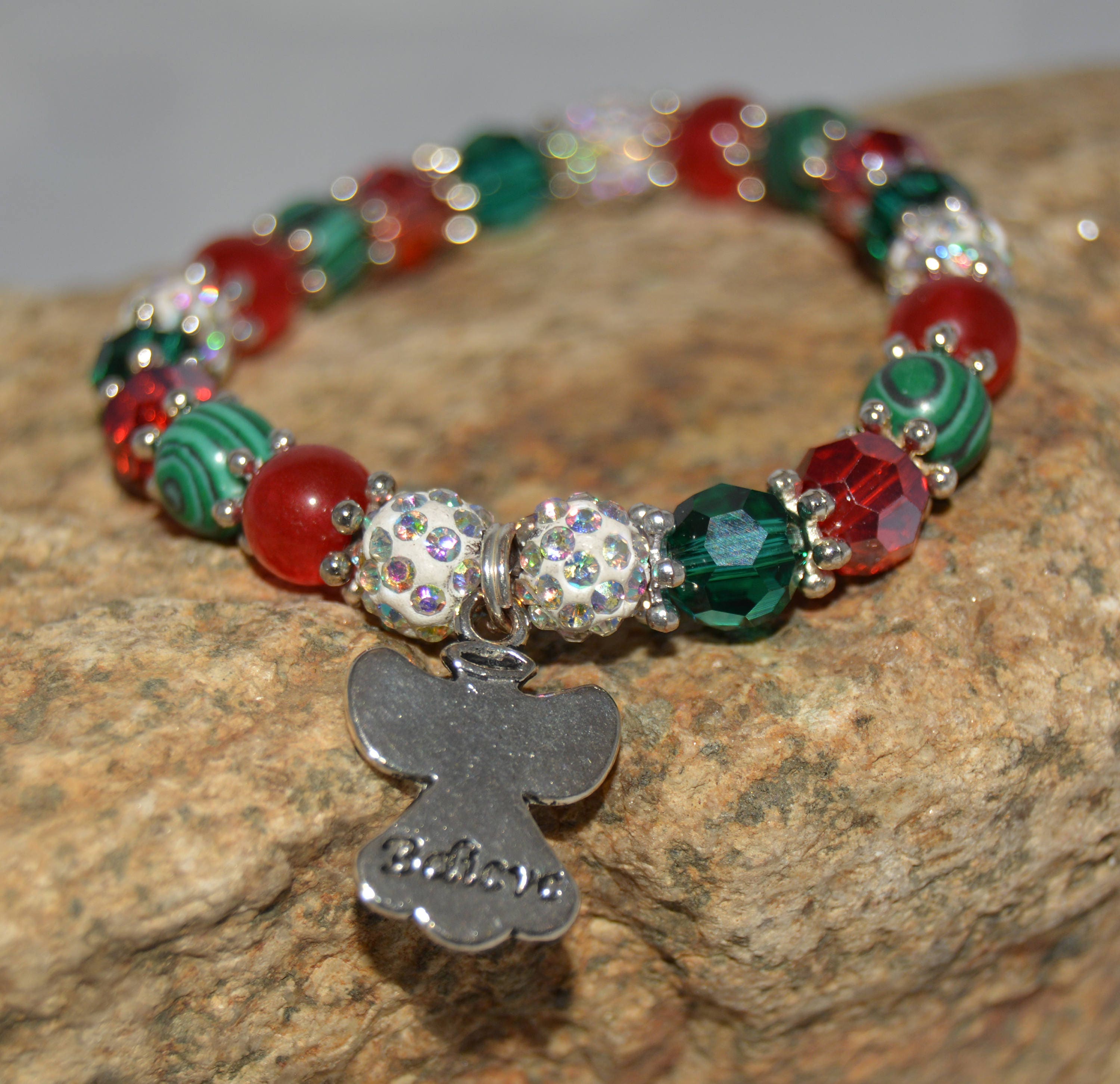 Christmas Bracelet Red and Green Inspirational Bracelet Etsy