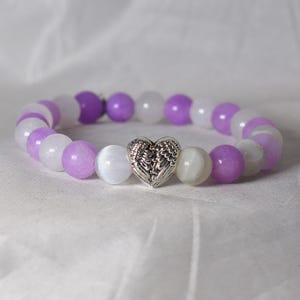 Amethyst & Selenite Angel Wing Bracelet: February Birthstone Charm image 4