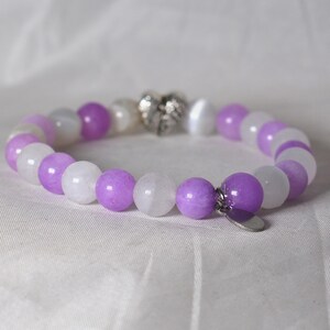 Amethyst & Selenite Angel Wing Bracelet: February Birthstone Charm image 5