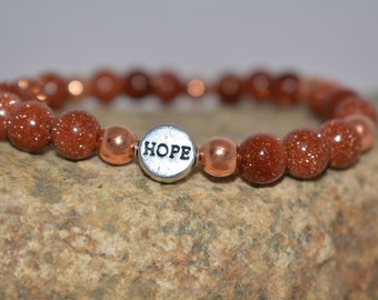 The Hope Collection, Sandstone & Copper, Hope Bracelet, Beaded Bracelet, Gift for Her, Hope Jewelry, Inspirational Gift