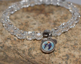 Blessed Virgin Mary Bracelet, Religious Bracelet, Mother Mary Bracelet, Crystal Bracelet, Beaded Bracelet, Handmade, Free Shipping