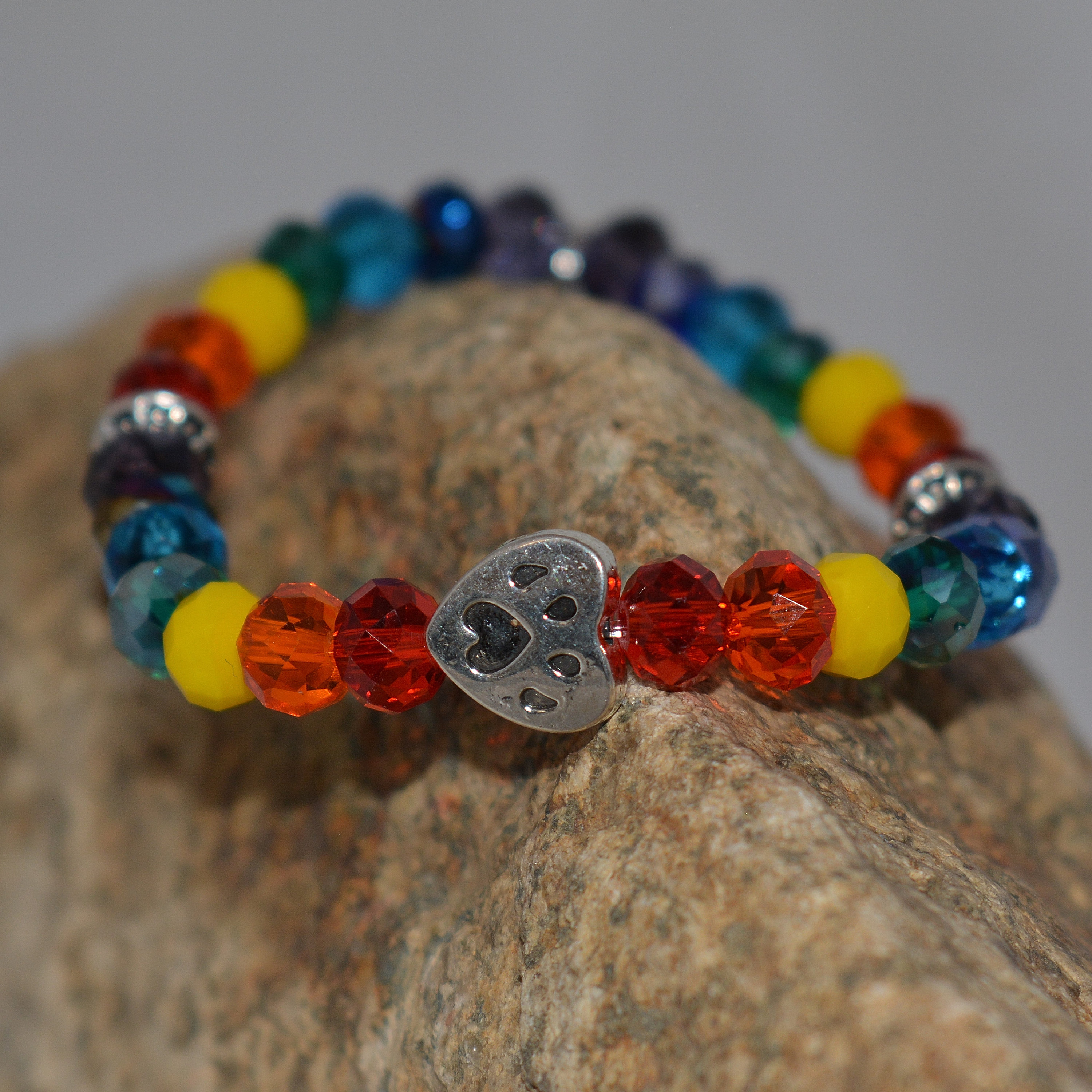 Rainbow Bridge Pet Remembrance Bracelet – Paw Print Charm With Rainbow ...