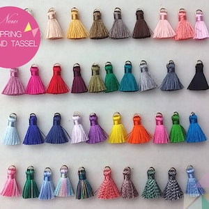 10% Wholesale 40 pcs - 0.8" Mini Art Silk Tassel Supplies in handmade diy for Jewelry necklace, earrings, craft keychain, dress, decor