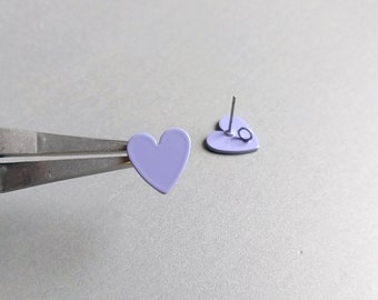 2 PCS - Lavanda, 12 mm revestimiento de esmalte revestimiento acrílico poste de pendiente del corazón, pendiente Formica, accesorio de perno de acetato de celulosa [ ECT0094 ]