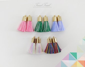 2 pcs - 1.1 » Art gland de soie avec bouchon en laiton, Multi couleur thème pompon fournitures pour bijoux, bijou de sac