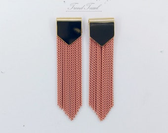 2 pcs (pair) - 2"  Peach Epaulette Tassel, Fringe Chain Drop, Color chain tassel Supply Earrings, Charm, Necklace