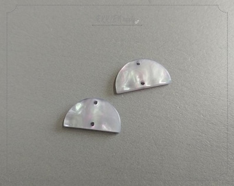 2 PCS - 22 x 12 mm Gray 2 holes Semi Circle Pendant, pastel semi circle charm, half moon connector jewelry [ ECT0057-GR ]