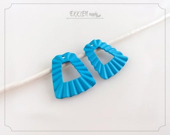 2 PCS - 21mm Turquoise Rubber Coated Square chandelier pendant bell connector, charm supply for girl earrings, charm [ EM0051-TQ ]