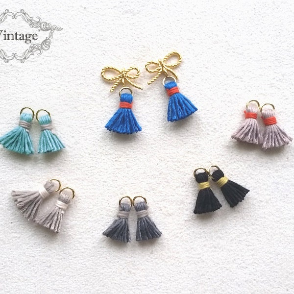 2 pcs - 0.6 « vintage Mini Art Cotton Tassel, Mini, Hand Crafted Charm Supplies pour les accessoires de mode et la décoration intérieure