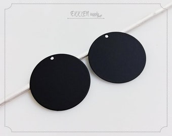 2 PCS - 25 mm Black matte rubber coated, Round disc charm, unique pendant, supply for earring, making jewelry [ ER0008 - BK ]