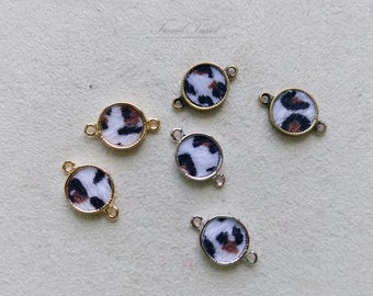 2 Stück weiß - 0.4" Anschluss Leopard Haar, Animal-print für die Herstellung von Modeschmuck, Ohrringe, Halskette