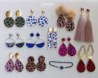 2 Stück weiß - 1.2" Runde Leopard Haar, Tierdruck Tropfen für die Herstellung von Modeschmuck, Ohrringe, Halskette