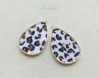 2 Stück weiß - 1,6" Träne Leopard Haar, Animal-print baumeln für die Herstellung von Modeschmuck, Ohrringe, Halskette