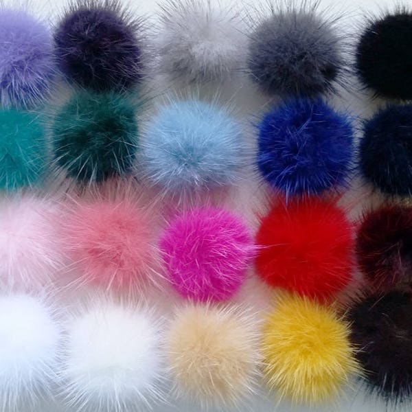 20% En gros 100 pcs - (NO Ring) 30mm Genuine Mink Fur Ball Pom pom, Plain, ECT0009n