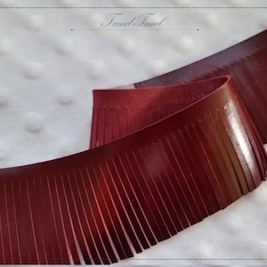 2" echtes Leder Quaste Trim, Burgund Fransen - 20cm geschnitten